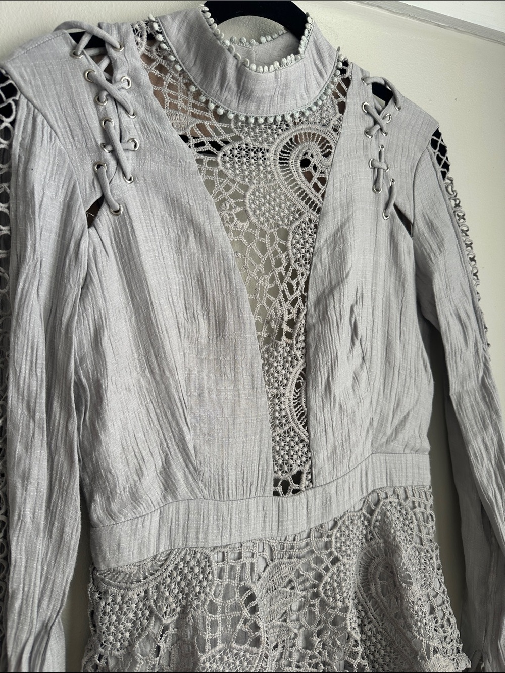Seven Wonders Gray Lace Tie Dress - Picture 3 of 8